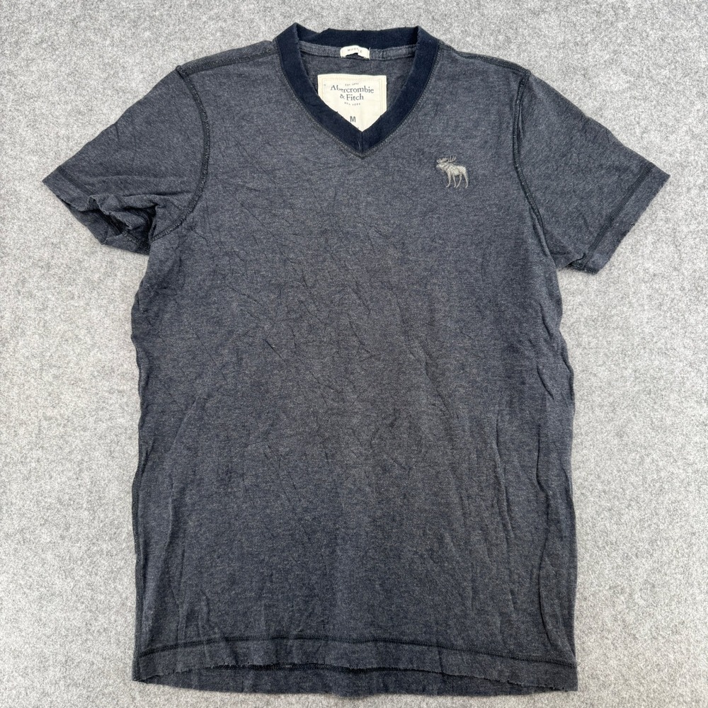 Abercrombie & Fitch T-Shirt Mens Medium Muscle Fit Charcoal Grey V-Neck EUC
